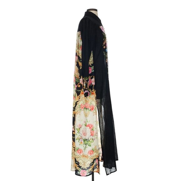 Aratta Floral Embroidered Black Maxi Long Sheer Kimono XS/S Duster Dress - Picture 16 of 17